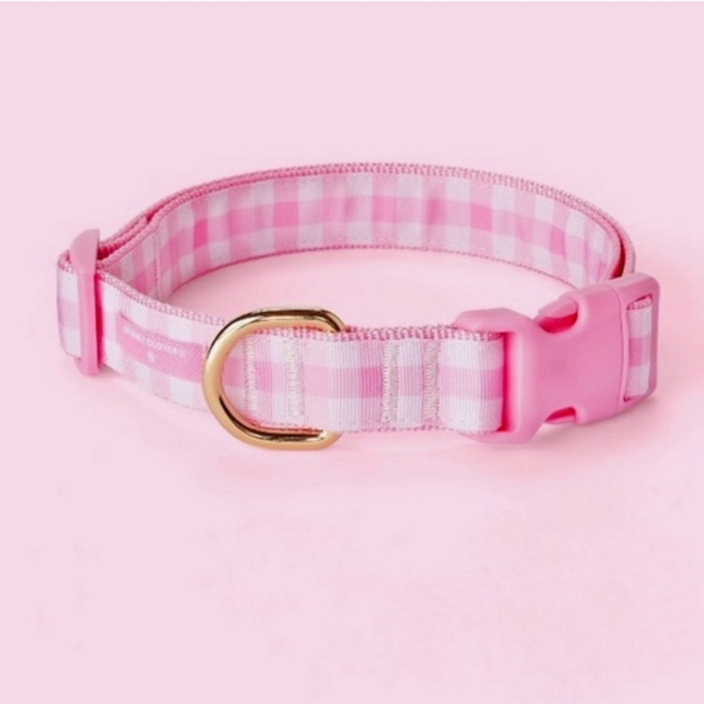 Brand New Stoney Clover Lane Pink Gingham Extra Large Dog Collar